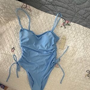 No Boundaries Light Blue Girls' One-Piece Swimsuit with Side Ties